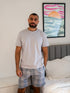 Men summer pajama set Grey T-shirt + Light Grey X Grey Glen Plaid Short
